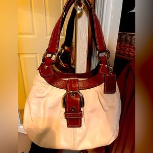 Leather coach shoulder bag